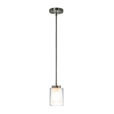 Decorative Dual Glass 1 Light Pendant Light,Indoor Modern Brushed Nickel Home Hanging Pendant Lamp For Kitchen & Bar