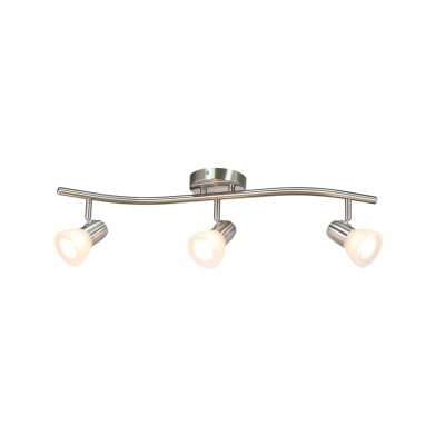 Indoor 3 Light S-shaped Ceiling Track Light Bar Brushed Nickel Modern Glass Track Lighting For Kitchen Living Room