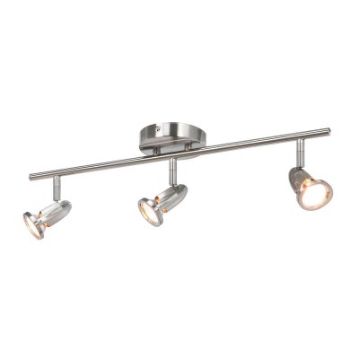 Modern Straight Ceiling Track Light, Brushed Nickel 3 Light Kitchen Spotlight Track Light Bar